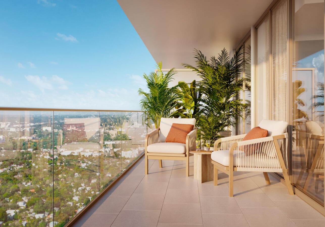 Chef-designed gourmet kitchen with premium appliances in a Jean-Georges Miami Tropic Residence